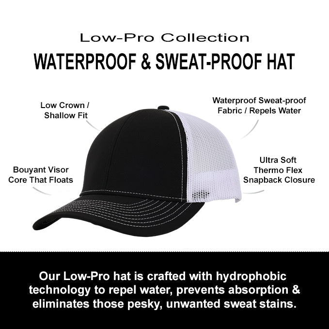 Black & White Mesh Low Pro Waterproof Hat