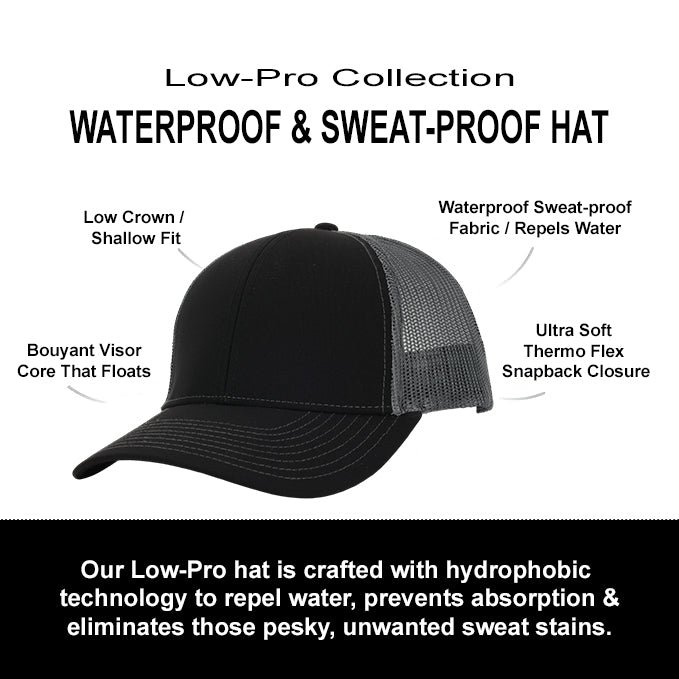 Black & Charcoal Mesh Low Pro Waterproof Hat